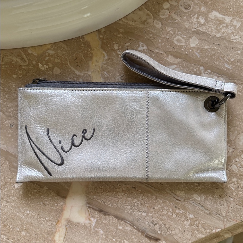 HOBO Gray and Silver Wristlet, Nice/Naughty